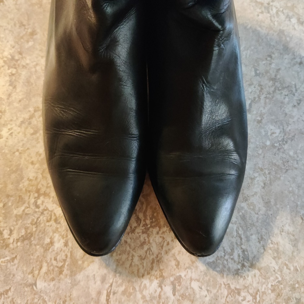 GALO Pumps Womens 38.5 US 7.5 Black Leather Heels Long Boots Hand Made In Italy - Picture 2 of 7